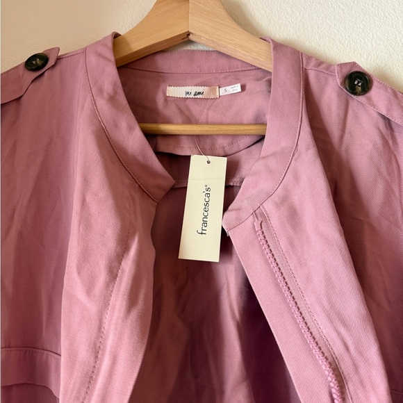 Francesca's Collections Pink Utility Jacket Lightweight Collared Design - Picture 2 of 3
